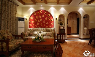 美式乡村风格一居室唯美富裕型客厅背景墙沙发图片