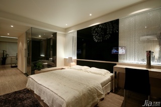 简约风格三居室大气白色5-10万卧室卧室背景墙床图片