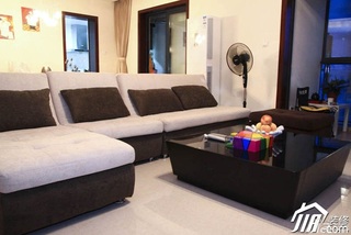 简约风格公寓黑色富裕型100平米客厅沙发图片