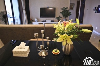 简约风格公寓富裕型100平米客厅电视背景墙餐桌图片