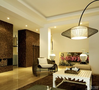 中式风格复式稳重白色富裕型客厅灯具效果图