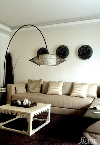 中式风格复式稳重白色富裕型客厅背景墙沙发图片
