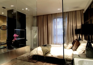 中式风格复式稳重白色富裕型卧室床效果图