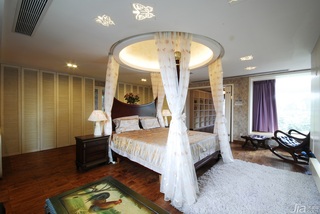 田园风格三居室唯美富裕型140平米以上卧室床图片