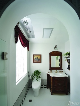 混搭风格别墅白色富裕型卫生间窗帘效果图