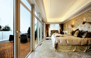 欧式风格别墅奢华暖色调豪华型140平米以上卧室床图片