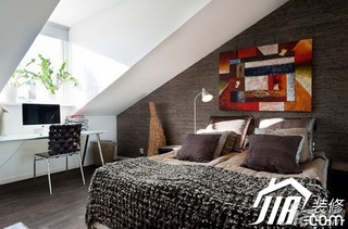 简约风格公寓富裕型90平米卧室卧室背景墙床图片