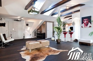简约风格公寓白色富裕型90平米客厅装修图片