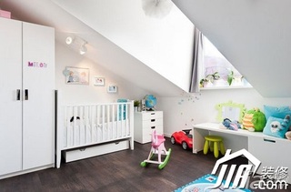 简约风格公寓白色富裕型90平米儿童房儿童床效果图