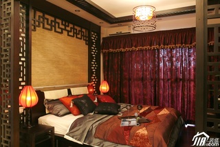 中式风格公寓暖色调富裕型卧室床效果图