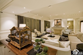 欧式风格别墅古典米色豪华型140平米以上客厅背景墙沙发效果图
