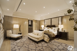 欧式风格别墅古典米色豪华型140平米以上卧室床图片