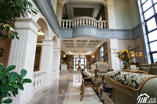 欧式风格别墅奢华白色豪华型客厅沙发效果图