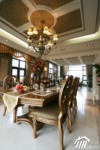 欧式风格别墅奢华白色豪华型餐厅窗帘图片