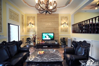 欧式风格别墅奢华豪华型140平米以上客厅电视背景墙沙发图片