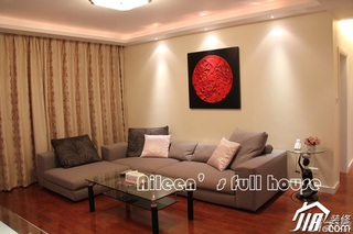 简约风格三居室温馨暖色调富裕型客厅沙发婚房平面图