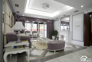 欧式风格时尚白色富裕型客厅背景墙沙发效果图