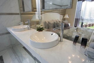 欧式风格时尚白色富裕型卫生间洗手台效果图