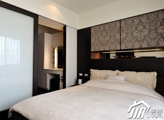 混搭风格公寓大气经济型90平米卧室卧室背景墙床效果图