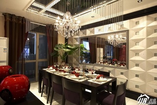 东南亚风格公寓奢华豪华型140平米以上餐厅背景墙窗帘效果图