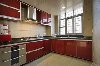 欧式风格公寓古典红色豪华型140平米以上厨房橱柜安装图