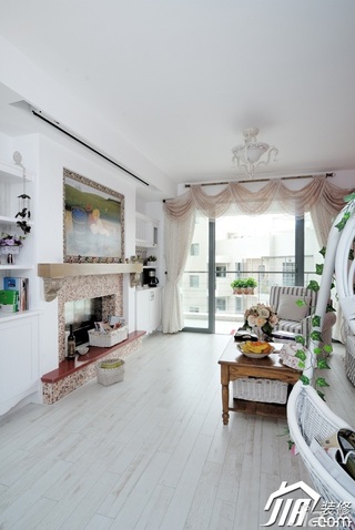 简约风格公寓小清新白色经济型客厅背景墙沙发效果图