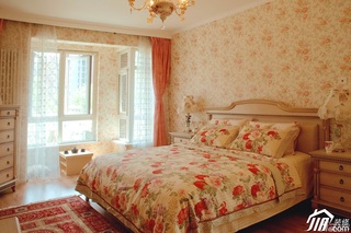 美式乡村风格二居室唯美豪华型卧室窗帘图片