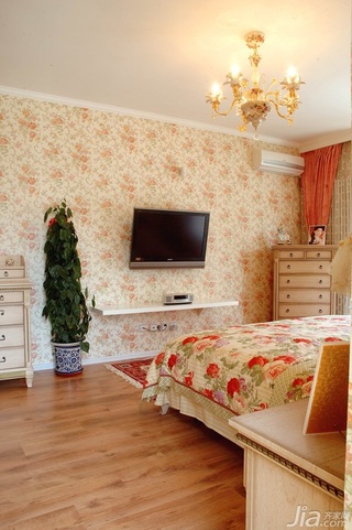 美式乡村风格二居室唯美豪华型卧室卧室背景墙床图片