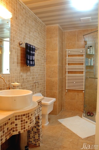 美式乡村风格二居室唯美暖色调豪华型卫生间洗手台图片