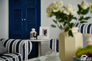 地中海风格复式唯美蓝色经济型客厅沙发效果图
