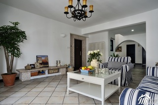地中海风格复式唯美蓝色经济型客厅沙发效果图
