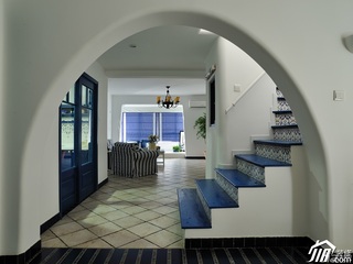 地中海风格复式唯美蓝色经济型楼梯沙发图片