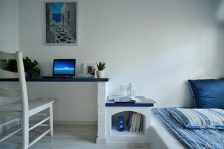 地中海风格复式唯美蓝色经济型卧室床图片