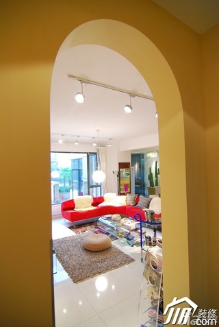 混搭风格公寓时尚暖色调富裕型客厅沙发效果图
