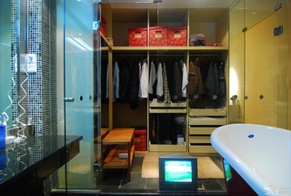 混搭风格公寓时尚暖色调富裕型衣帽间洗手台效果图