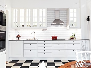 北欧风格公寓简洁白色经济型90平米厨房橱柜效果图