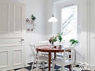 北欧风格公寓简洁白色经济型90平米餐厅餐桌图片