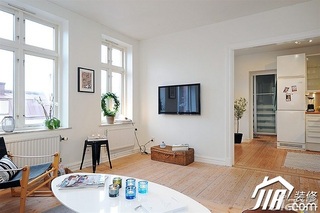 北欧风格小户型小清新白色经济型50平米客厅背景墙茶几图片