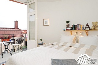 北欧风格小户型小清新白色经济型50平米卧室床效果图