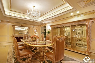 欧式风格别墅奢华暖色调豪华型餐厅餐桌效果图
