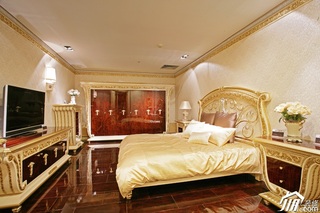 欧式风格别墅奢华暖色调豪华型卧室床效果图