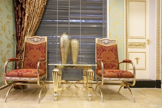 欧式风格别墅奢华暖色调豪华型窗帘图片