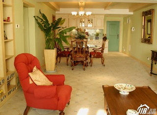 美式乡村风格别墅暖色调富裕型客厅沙发图片