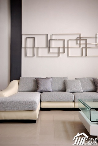 简约风格复式简洁白色经济型客厅背景墙沙发图片