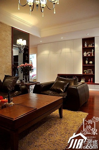 混搭风格三居室稳重黑色富裕型130平米客厅沙发效果图
