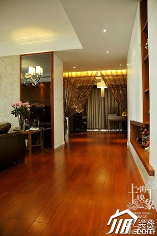 混搭风格三居室稳重暖色调富裕型130平米走廊窗帘图片