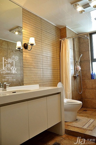 混搭风格三居室稳重暖色调富裕型130平米卫生间洗手台图片