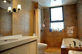 混搭风格三居室稳重暖色调富裕型130平米卫生间洗手台图片