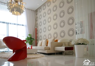 简约风格复式大气红色经济型客厅背景墙沙发婚房平面图