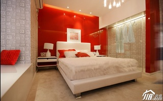 简约风格复式大气红色经济型卧室卧室背景墙床婚房平面图